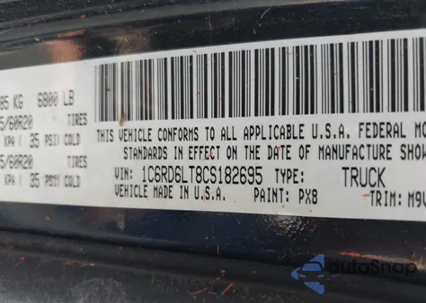 2012 Ram 1500 Slt from USA, damaged, VIN 1C6RD6LT8CS182695